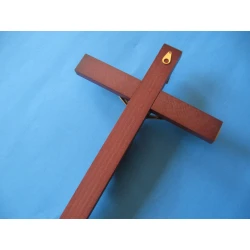 Krzyż drewniany mahoń na ścianę z paskiem 35 cm